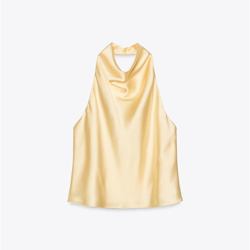 SILK SATIN HALTER TOP