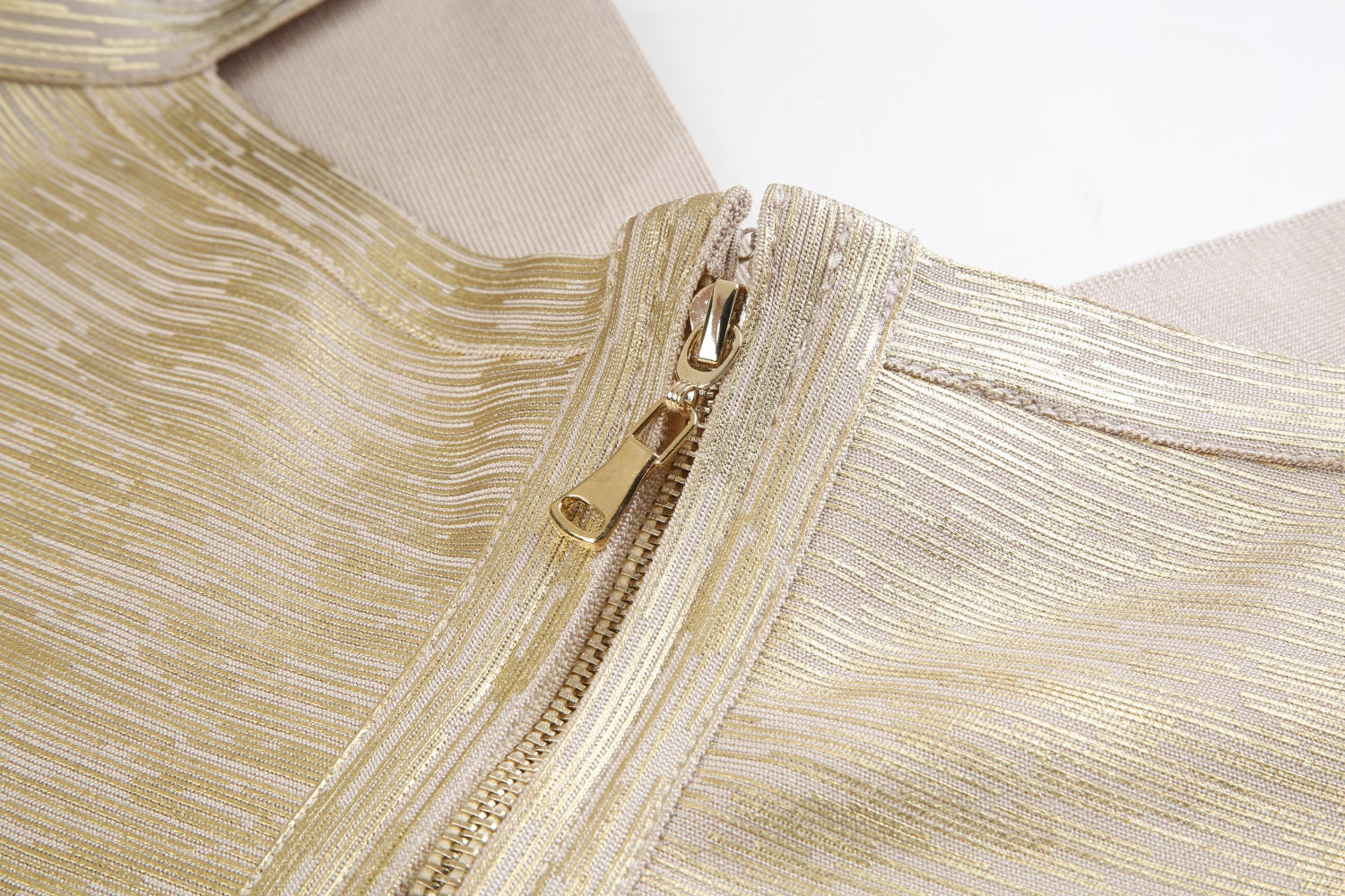 V-Neck Strap Gold Bandage Dress