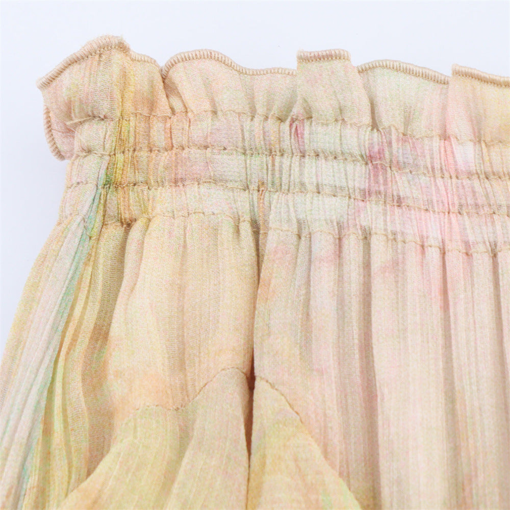 LONG LAYERED PRINTED SKIRT