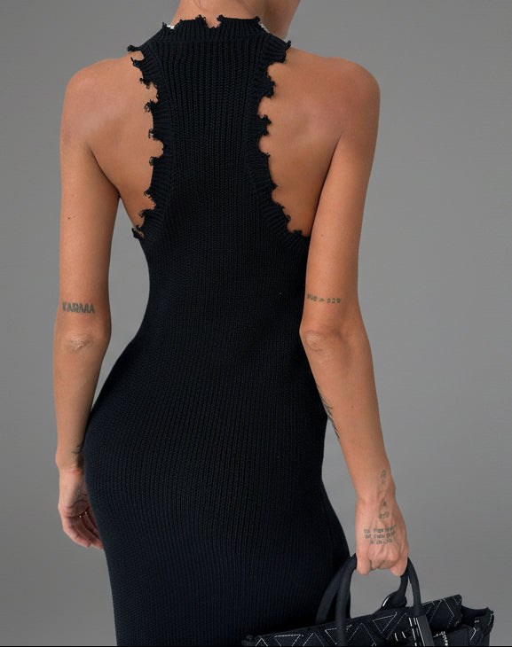 FRAYED KNITTED DRESS