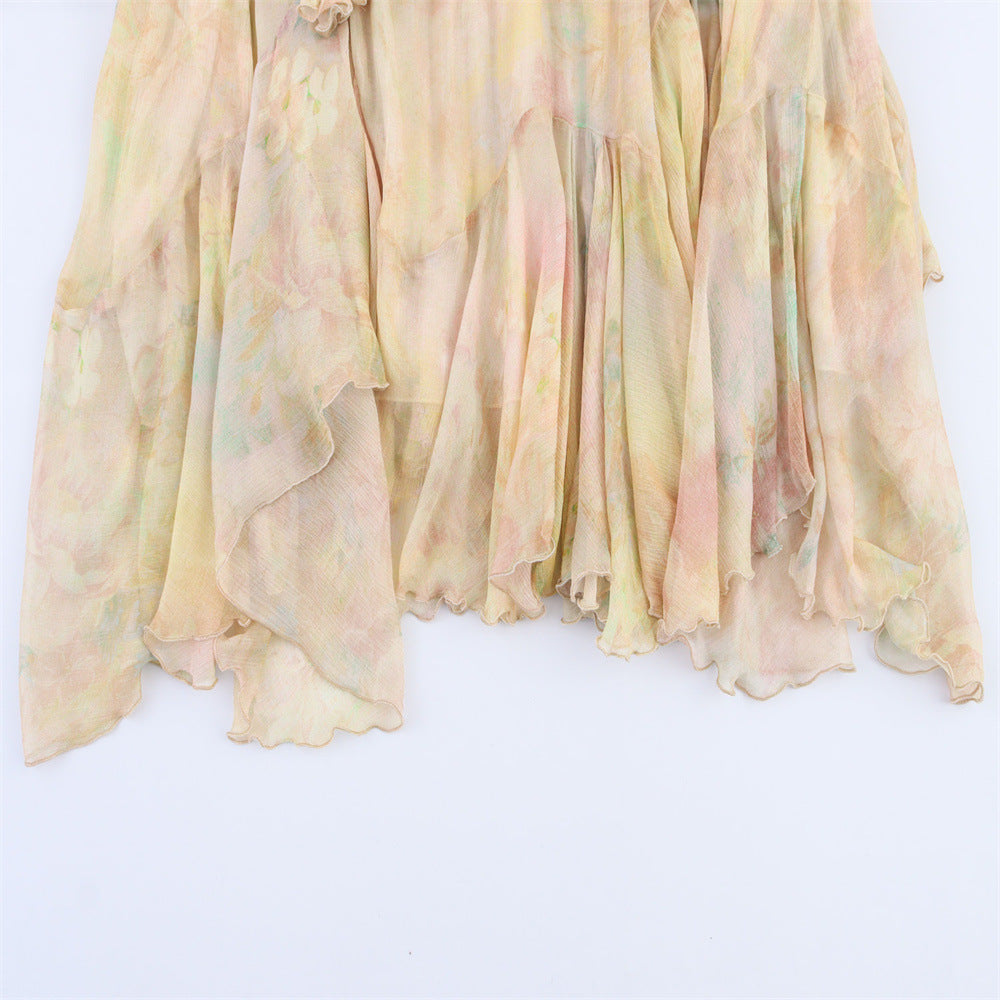 LONG LAYERED PRINTED SKIRT