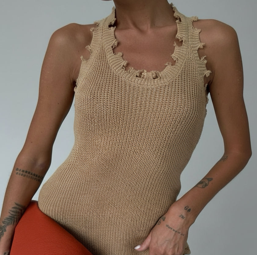 FRAYED KNITTED DRESS