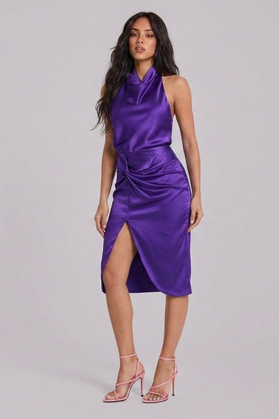 SILK SATIN HALTER TOP