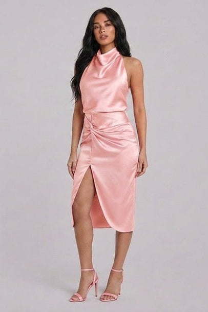SILK SATIN HALTER TOP