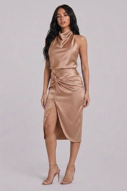 SILK SATIN HALTER TOP
