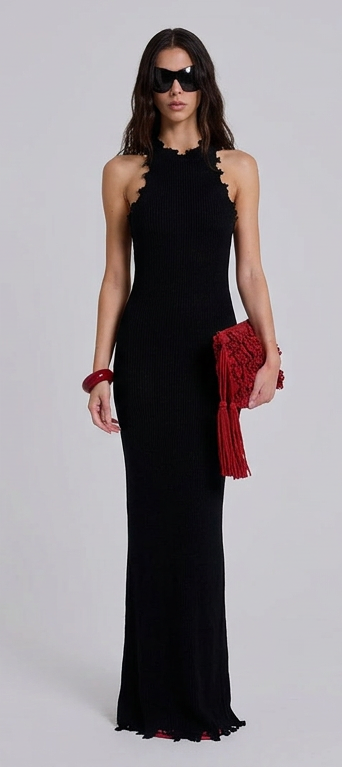 FRAYED KNITTED DRESS