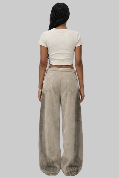 "DIRTY" CORDUROY WIDE LEG PANTS