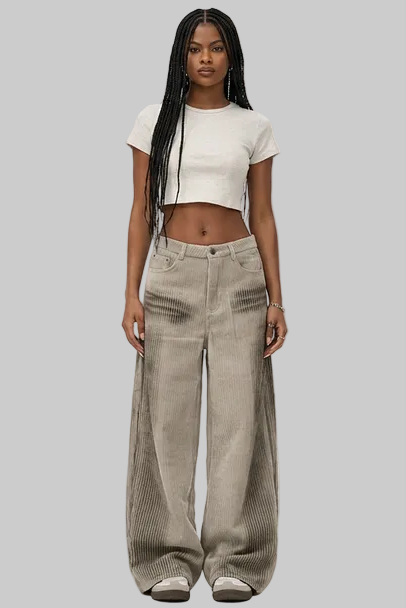 "DIRTY" CORDUROY WIDE LEG PANTS